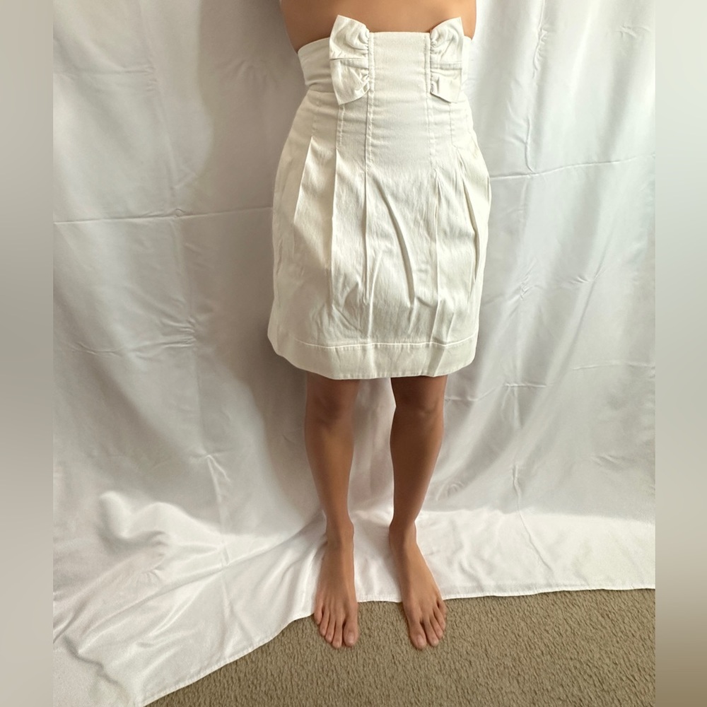 French Connection Ultra High Rise Bow Midi Skirt - White - 0